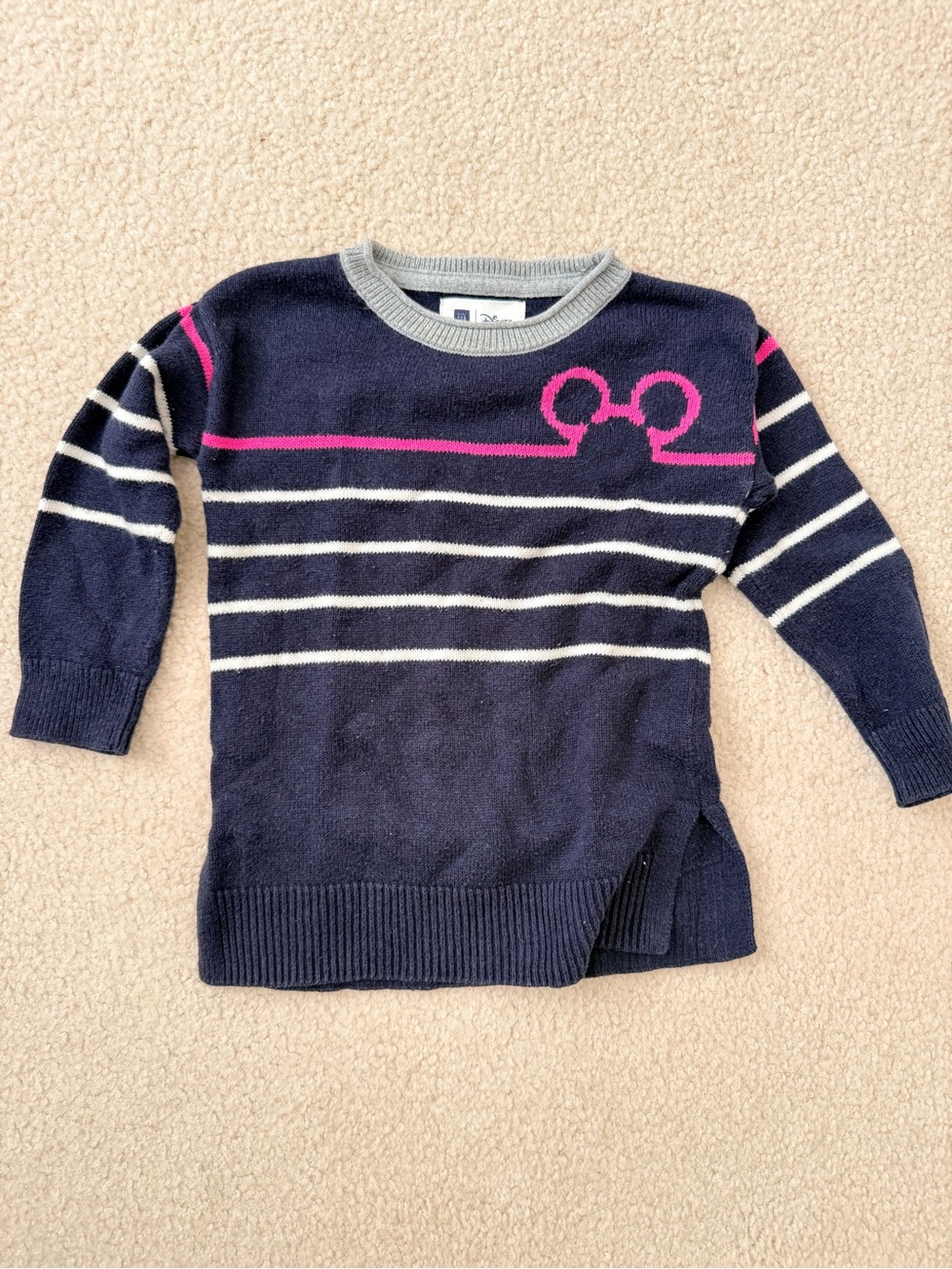 GAP Navy Striped Sweater with Pink Accent